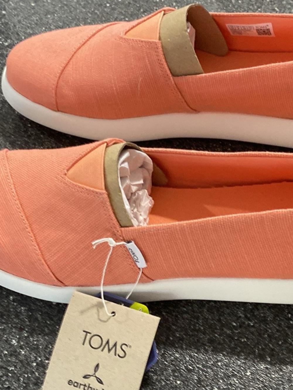 TOMS Women's Slip-On Flats in Coral Orange Canvas
